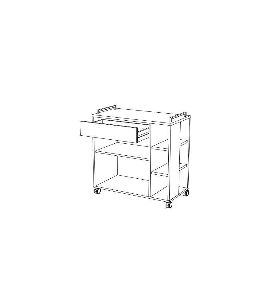 CARRELLO MULTIFUNZIONE ROVERE E NERO, 78,4X40X79 CM